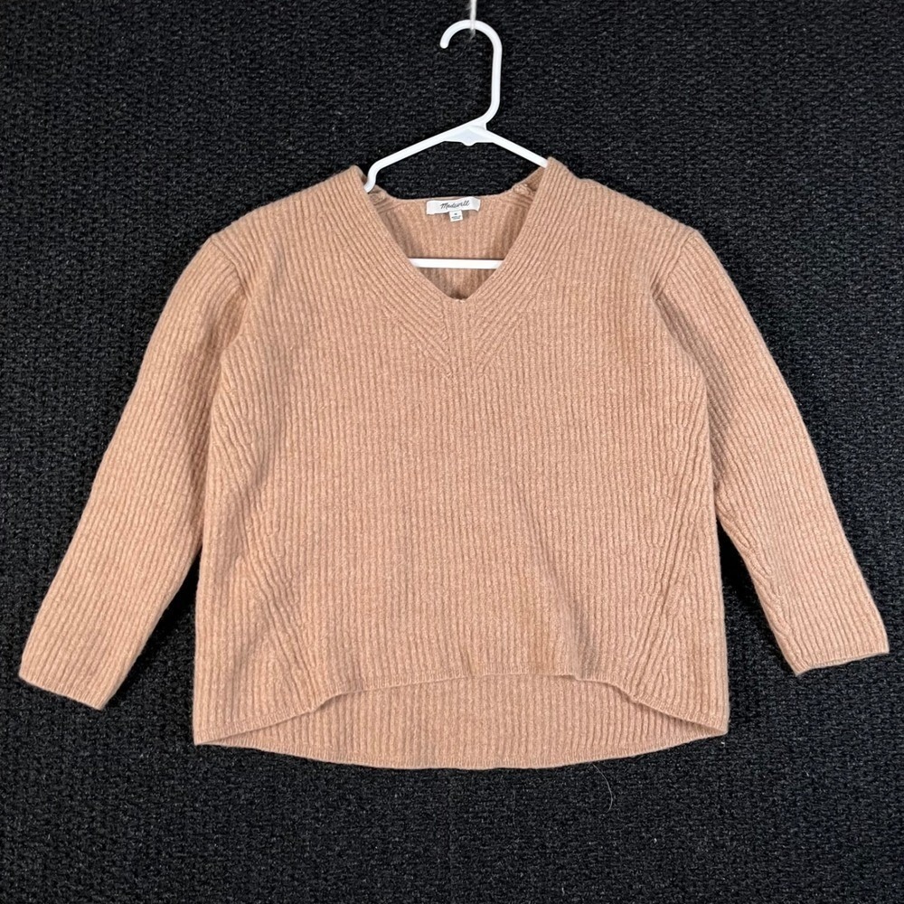 Madewell Womens Ribbed V-Neck Sweater Tan Beige Size Medium M73